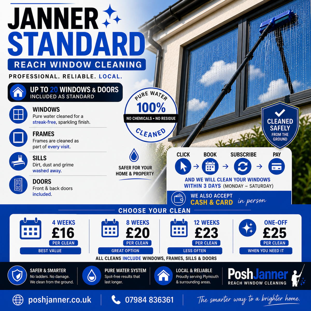 Janner Standard – Flat & 1–3 Bed Window Cleaning | From £16 Subscription