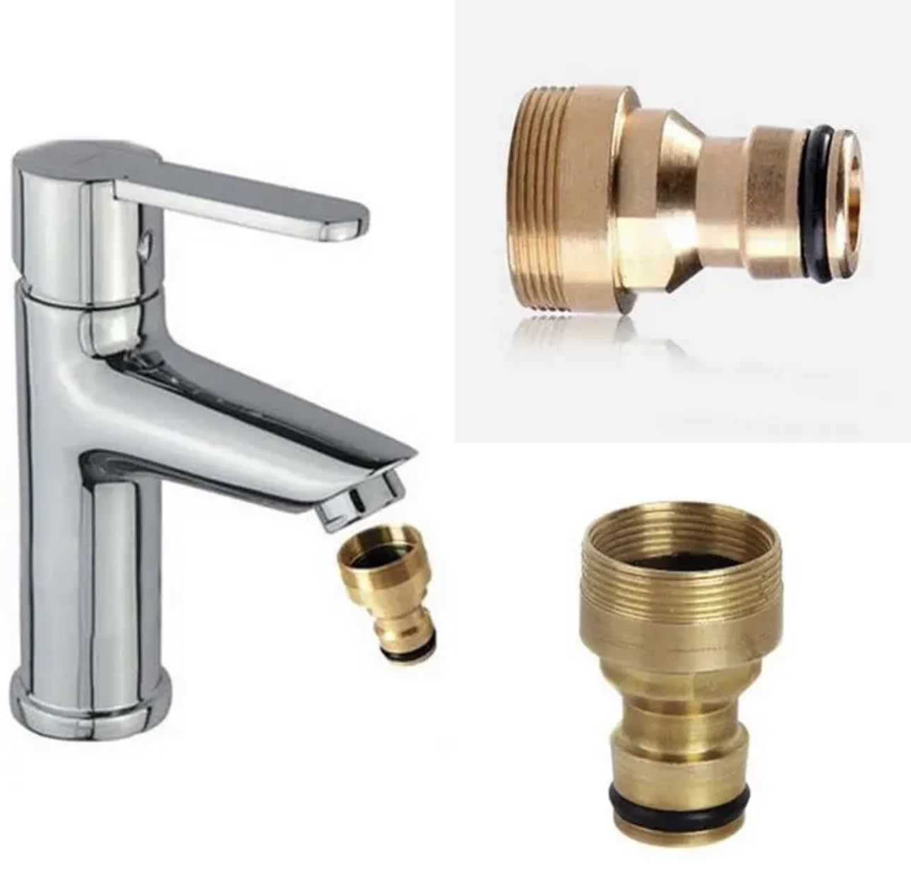 PoshJanner Garden Hose Connectors, Universal Fit, Hozelock Compatible, Indoor Mixer Tap Connector (Indoor Tap Connector F 22mm M 24mm)