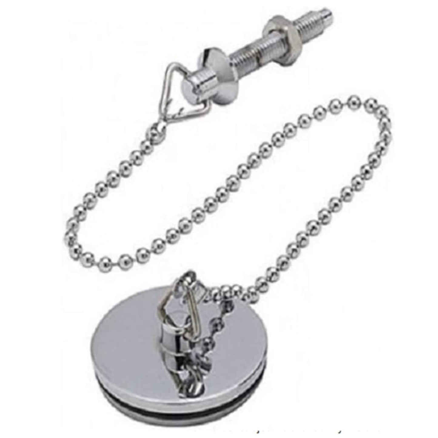 PoshJanner Chrome Basin Plug with Stay and Ball Chain, 38mm, 300mm Chain Length