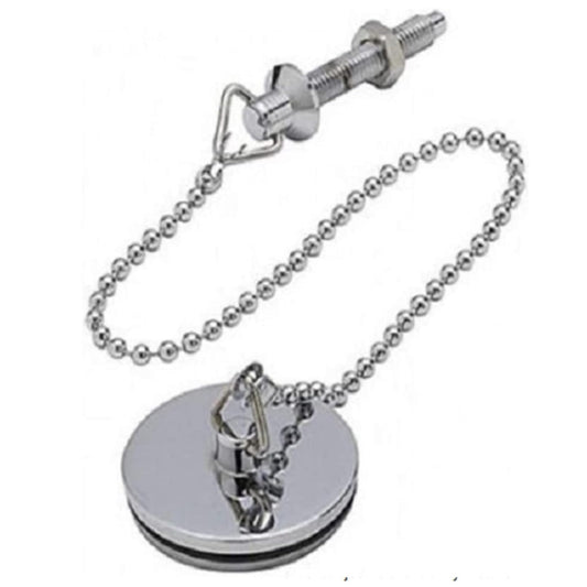 PoshJanner Chrome Basin Plug with Stay and Ball Chain, 38mm, 300mm Chain Length