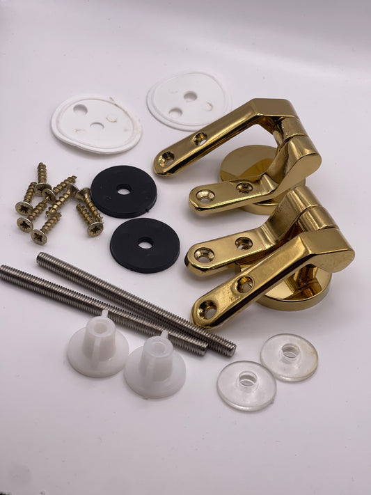 Posh Janner Brass Gold Effect Hinge replacement Toilet Seat Fittings Hinges for Wooden Toilet Seats