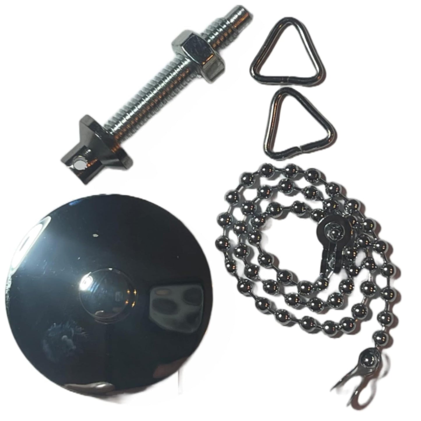 PoshJanner Chrome Basin Plug with Stay and Ball Chain, 38mm, 300mm Chain Length