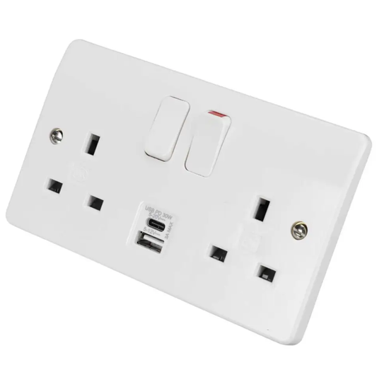 MK K2766 Logic Plus USB A&C PD 30W Fast Charging Double Socket